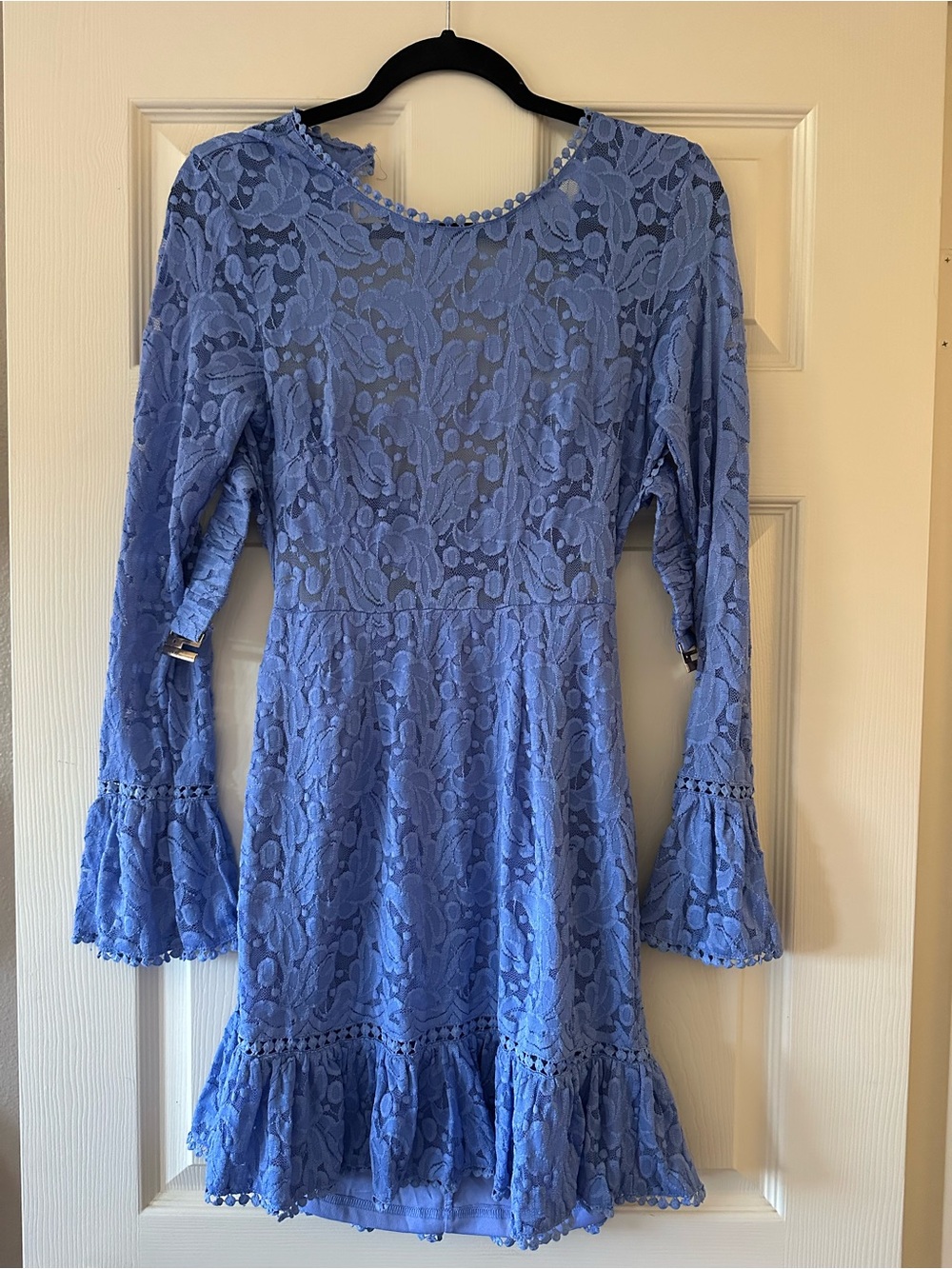 Hello Molly Periwinkle Lace Ruffled Mini Dress - Picture 5 of 7